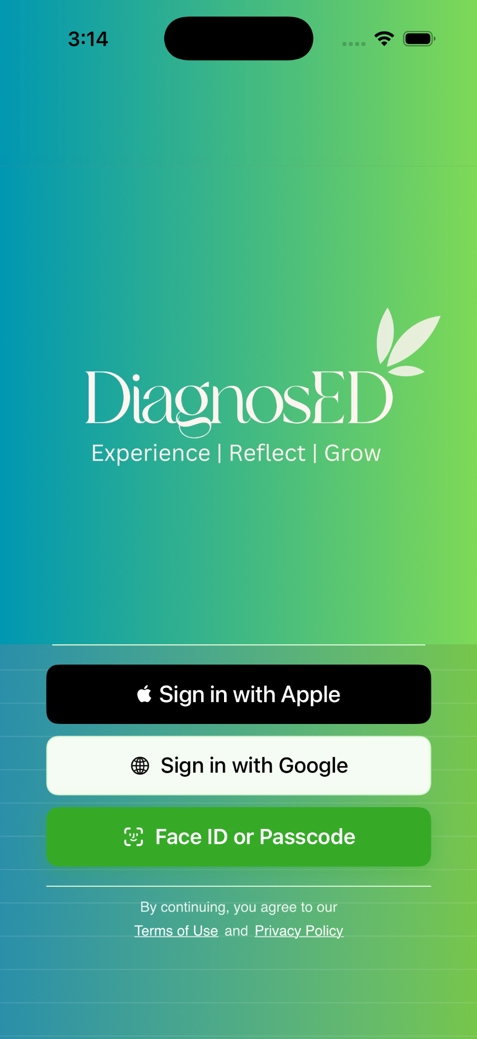 DiagnosED login screen